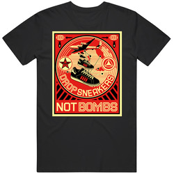 Drop Sneakers Not Bombs Shepard Fairey Mens Size Large Black T Shirt Drop Sneakers Not Bombs Shepard Fairey Mens Size Large Black T Shirt