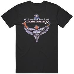Silverhawks Classic Cartoon Mens Size Large Black T Shirt Silverhawks Classic Cartoon Mens Size Large Black T Shirt