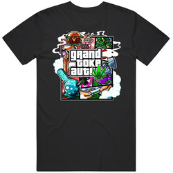Grand Toke Auto Gta Parody Funny Stoner Weed Mens Size Large Black T Shirt Grand Toke Auto Gta Parody Funny Stoner Weed Mens Size Large Black T Shirt