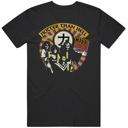 Kiss Hotter Than Hell Cool 80s Music Mens Size Large Black T Shirt Kiss Hotter Than Hell Cool 80s Music Mens Size Large Black T Shirt