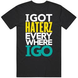 Haterz Everywhere I Go Rap Hip Hop Mens Size Large Black T Shirt Haterz Everywhere I Go Rap Hip Hop Mens Size Large Black T Shirt