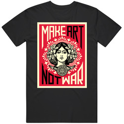 Make Art Not War Sheppard Fairey Mens Size Large Black T Shirt