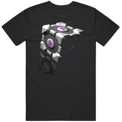 Companion Cube Portal Video Game Mens Size Large Black T Shirt Companion Cube Portal Video Game Mens Size Large Black T Shirt