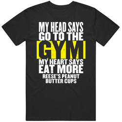 My Heart Says Eat More Reese's Peanut Butter Cups Funny Food Gym Mens Size Large Black T Shirt My Heart Says Eat More Reese's Peanut Butter Cups Funny Food Gym Mens Size Large Black T Shirt