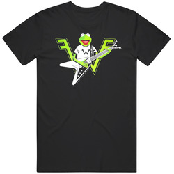 Kermit The Frog Playing The Guitar Weezer Logo Mens Size Large Black T Shirt Kermit The Frog Playing The Guitar Weezer Logo Mens Size Large Black T Shirt