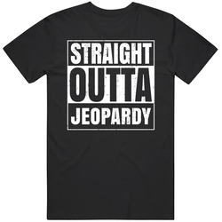 Straight Outta Jeopardy Favorite Video Game Cool Parody T Shirt Distressed Mens Size Large Black T Shirt