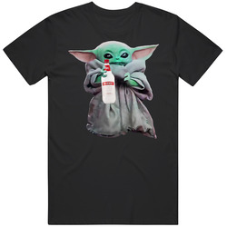 Baby Yoda The Child Mandalorian Smirnoff Ice Drink Mens Size Large Black T Shirt