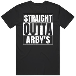 Straight Outta Arby's Restaurant Fast Food Chain Eatery Compton Parody Mens Size Large Black T Shirt Straight Outta Arby's Restaurant Fast Food Chain Eatery Compton Parody Mens Size Large Black T Shirt