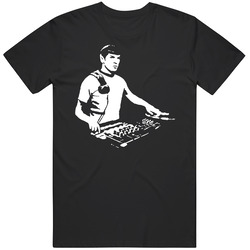 D J Spock Star Strek Funny Mens Size Large Black T Shirt