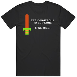 It's Dangerous To Go Alone Zelda Sword Mens Size Large Black T Shirt It's Dangerous To Go Alone Zelda Sword Mens Size Large Black T Shirt
