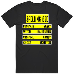 Spelling Bee Yellow Stripes Words Halloween Costume Mens Size Large Black T Shirt Spelling Bee Yellow Stripes Words Halloween Costume Mens Size Large Black T Shirt