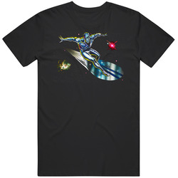 Silver Surfer Comic Superhero Cool Black Mens Size Large Black T Shirt Silver Surfer Comic Superhero Cool Black Mens Size Large Black T Shirt