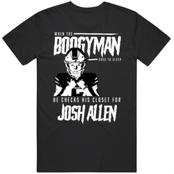 Boogyman Sleeps He Checks For Josh Allen Football Mens Size Large Black T Shirt Boogyman Sleeps He Checks For Josh Allen Football Mens Size Large Black T Shirt