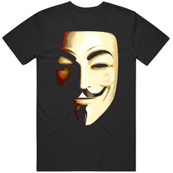 V For Vendetta Mask Black Only Mens Size Large Black T Shirt V For Vendetta Mask Black Only Mens Size Large Black T Shirt