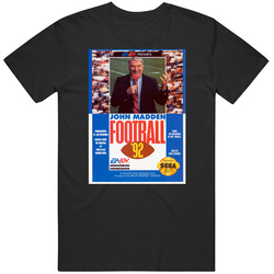 John Madden Football 92 Sega Genesis Cover Fan Mens Size Large Black T Shirt John Madden Football 92 Sega Genesis Cover Fan Mens Size Large Black T Shirt