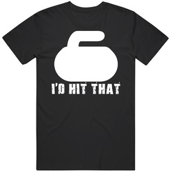 Funny Curling I'd Hit That Mens Size Large Black T Shirt Funny Curling I'd Hit That Mens Size Large Black T Shirt