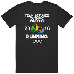 Refugee Olympic Athletes Running Team Rio 2016 Olympic Games Sport Mens Size Large Black T Shirt Refugee Olympic Athletes Running Team Rio 2016 Olympic Games Sport Mens Size Large Black T Shirt