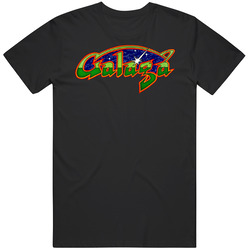Galaga Video Game Arcade Logo Mens Size Large Black T Shirt Galaga Video Game Arcade Logo Mens Size Large Black T Shirt