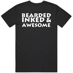 Funny Bearded Inked And Awesome Tattoo Mens Size Large Black T Shirt Funny Bearded Inked And Awesome Tattoo Mens Size Large Black T Shirt
