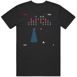 Galaga Video Game Retro 80s Mens Size Large Black T Shirt Galaga Video Game Retro 80s Mens Size Large Black T Shirt