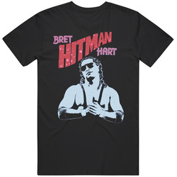 Bret The Hitman Hart Retro Wrestling Mens Size Large Black T Shirt Bret The Hitman Hart Retro Wrestling Mens Size Large Black T Shirt