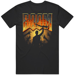Boom Doom Parody Video Game Mens Size Large Black T Shirt Boom Doom Parody Video Game Mens Size Large Black T Shirt
