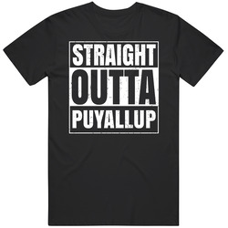 Straight Outta Puyallup Washington City Compton Parody Grunge Mens Size Large Black T Shirt