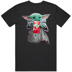 Baby Yoda The Child Mandalorian 7up Cherry Soda Pop Drink Mens Size Large Black T Shirt