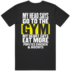 My Heart Says Eat More Popeyes Chicken Biscuits Funny Food Gym Mens Size Large Black T Shirt My Heart Says Eat More Popeyes Chicken Biscuits Funny Food Gym Mens Size Large Black T Shirt