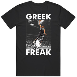 Giannis Antetokounmpo Greek Freak Dunking Milwaukee Basketball Mens Size Large Black T Shirt Giannis Antetokounmpo Greek Freak Dunking Milwaukee Basketball Mens Size Large Black T Shirt