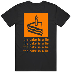 The Cake Is A Lie Portal Funny Mens Size Large Black T Shirt