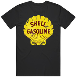 Shell Gasoline Distressed Worn Mens Size Large Black T Shirt