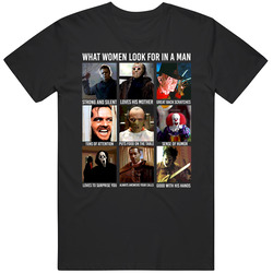 What Women Look For In A Man Horror Villains Halloween Movie Mens Size Large T Shirt