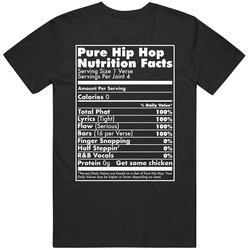Pure Hip Hop Nutrition Facts Rap Music Fan Mens Size Large T Shirt Pure Hip Hop Nutrition Facts Rap Music Fan Mens Size Large T Shirt