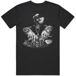 Popeye Gambler Cool Cartoon Classic Mens Size Large T Shirt