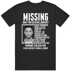Ben Simmons Missing Have You Seen His Jumper Funny Philadelphia Basketball Fan Mens Size Large T Shirt Ben Simmons Missing Have You Seen His Jumper Funny Philadelphia Basketball Fan Mens Size Large T Shirt