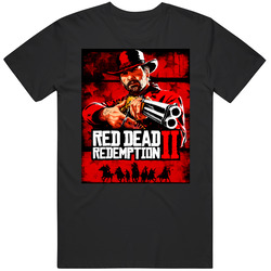 Red Dead Redemption 2 Video Game Cover Distressed Look Mens Size Large T Shirt Red Dead Redemption 2 Video Game Cover Distressed Look Mens Size Large T Shirt