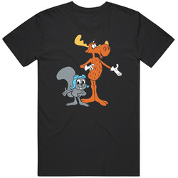 Rocky And Bullwinkle Retro Cartoon Character Mens Size Large T Shirt Rocky And Bullwinkle Retro Cartoon Character Mens Size Large T Shirt