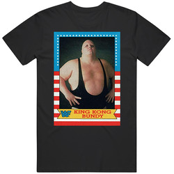 King Kong Bundy 1987 Wwf Topps Wrestling Cards Black MENS SIZE LARGE T Shirt King Kong Bundy 1987 Wwf Topps Wrestling Cards Black MENS SIZE LARGE T Shirt
