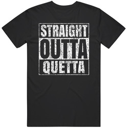 Straight Outta Quetta Pakistan Distressed Look City Grunge Cool Black MENS SIZE LARGE T Shirt