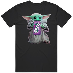 Baby Yoda The Child Mandalorian Crush Grape Soda Pop Drink Black MENS SIZE LARGE T Shirt