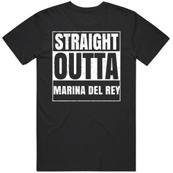 Straight Outta Marina Del Rey California City Compton Parody Grunge Black MENS SIZE LARGE T Shirt