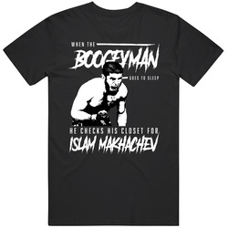 When The Boogeyman Goes To Sleep He Checks For Islam Makhachev Black MENS SIZE LARGE T Shirt When The Boogeyman Goes To Sleep He Checks For Islam Makhachev Black MENS SIZE LARGE T Shirt