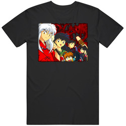 Inuyasha Group Anime Black MENS SIZE LARGE T Shirt Inuyasha Group Anime Black MENS SIZE LARGE T Shirt