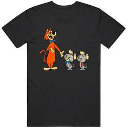 Pixie & Dixie With Mr Jinx Retro Cartoon Character Black MENS SIZE LARGE T Shirt Pixie & Dixie With Mr Jinx Retro Cartoon Character Black MENS SIZE LARGE T Shirt