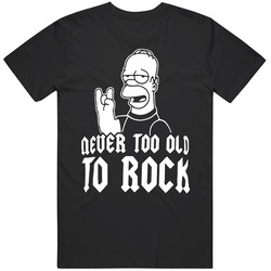 Homer Simpson Never Too Old To Rock Black MENS SIZE LARGE T Shirt Homer Simpson Never Too Old To Rock Black MENS SIZE LARGE T Shirt