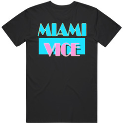 Miami Vice Logo Cult Tv Show Black Black MENS SIZE LARGE T Shirt Miami Vice Logo Cult Tv Show Black Black MENS SIZE LARGE T Shirt