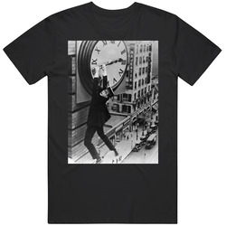 Harold Lloyd Hanging From Clock In Safety Last 1923 Movie Black MENS SIZE LARGE T Shirt Harold Lloyd Hanging From Clock In Safety Last 1923 Movie Black MENS SIZE LARGE T Shirt