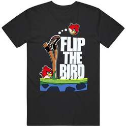 Flip The Bird Angry Birds Video Game Black MENS SIZE LARGE T Shirt Flip The Bird Angry Birds Video Game Black MENS SIZE LARGE T Shirt