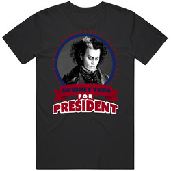 Sweeney Todd For President Greatest Villains Black MENS SIZE LARGE T Shirt